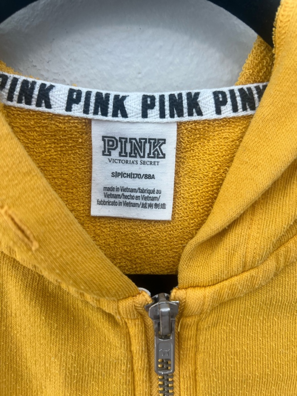 Victoria’s Secret PINK Yellow Zip Hoodie Small Casual Athleisure Y2K - Picture 7 of 8